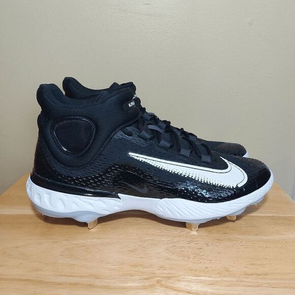 Nike Alpha Huarache Elite 4 Mid Metal Baseball Cleats Black DJ6520-001 Men's 13 - Picture 1 of 7